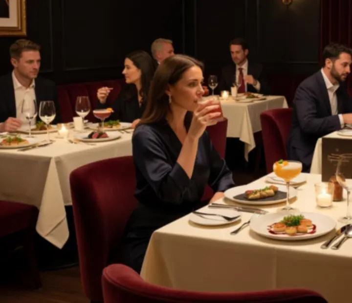 Dimly lit supper lounge tables set with modern Australian platters and cocktails